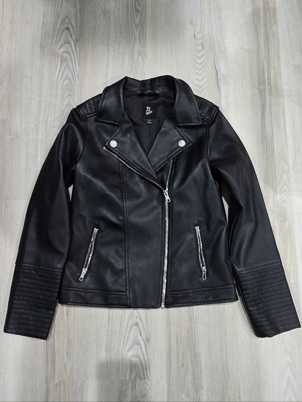 Art Class Girls Classic Black Faux Leather Moto Jacket Size L